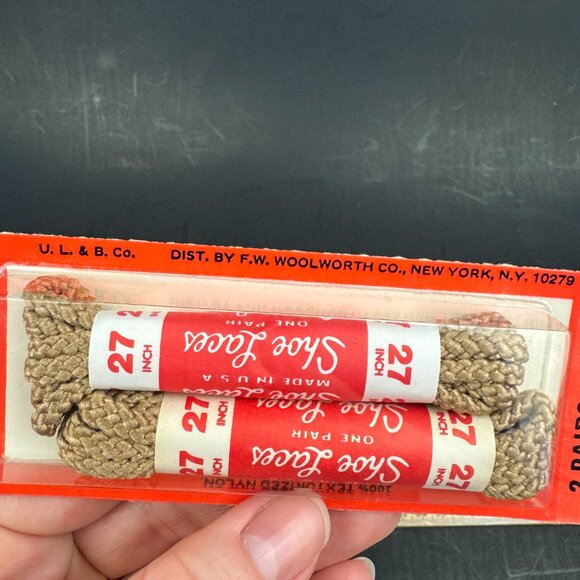 Vtg Woolworth Co Shoe Laces 27 in 5 or 6 Eyelet Light Brown Tan Chino Color Prop - Picture 5 of 9